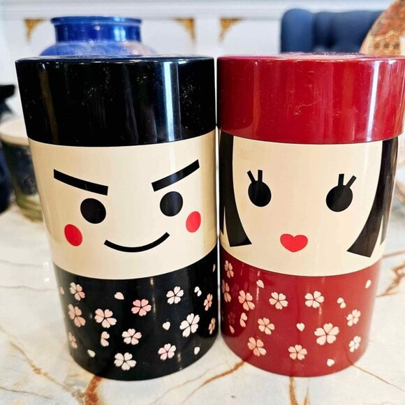 Made In Japan Boy & Girl Stackable Cannisters Set - Picture 1 of 7
